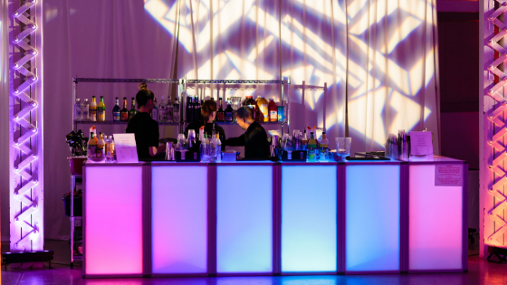 an open bar at a Utah wedding reception