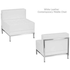 White Contemporary Leather Middle chair for rent in Riverton Utah