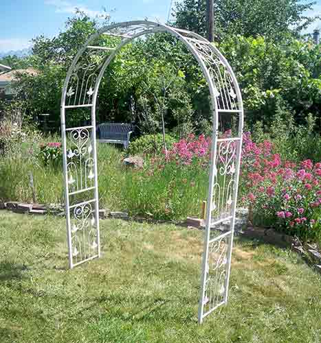 White Metal French Ivory Metal Arch for rent in Park City Utah