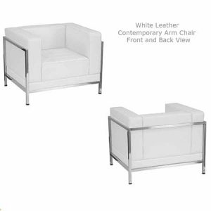 White Leather Contemporary Arm Chair for rent in West Jordan Utah