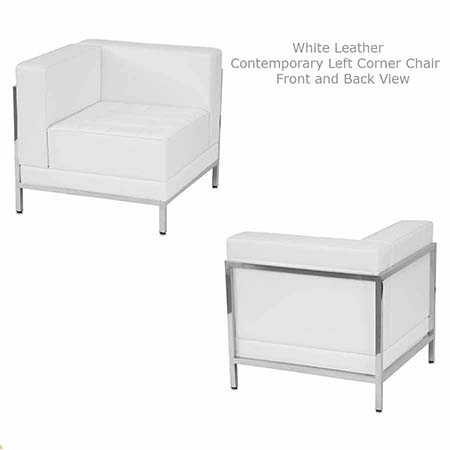 White Leather Contemporary Chair Sectional for rent in South Jordan utah