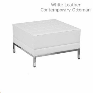 White Leather Contemporary Lounge ottoman for rent in Murray Utah