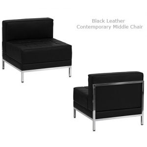 Black Leather Contemporary Middle Chair for rent in Utah