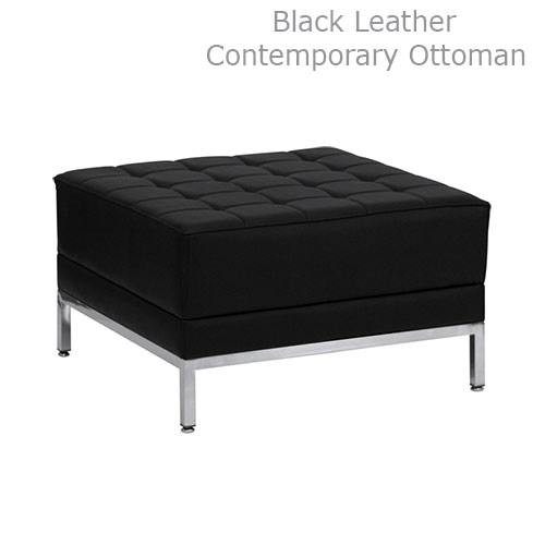 Black Leather Contemporary Ottoman for Rent in Salt Lake