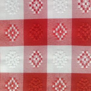 Polyester Red and White Checkered Linen Swatch