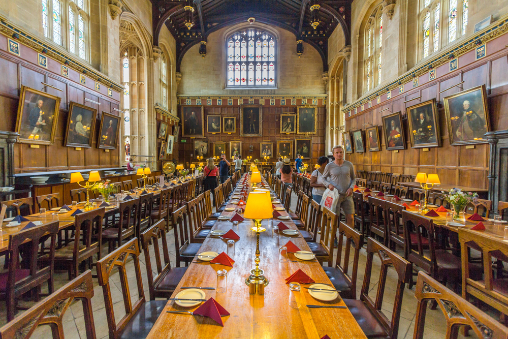 A Harry Potter themed meal in a Great Hall setting.