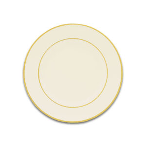 Gold Double Line Cream Salad Plate for rent in Salt Lake City Utah