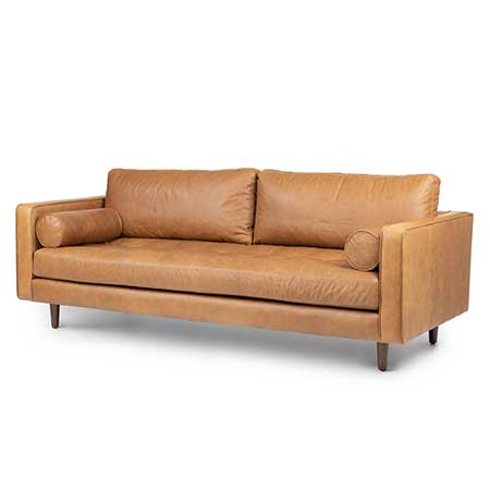 Charme Tan Leather Sofa for rent in Salt Lake City Utah