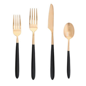 Black Brushed and Gold Flatware for rent in Park City Utah