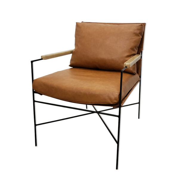 Faux Leather with metal frame accent chair for rent in Park City Utah