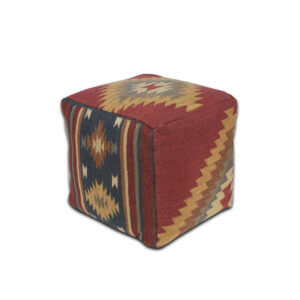 Upholstered Aztec Pouf Ottoman for rent in Salt Lake City Utah