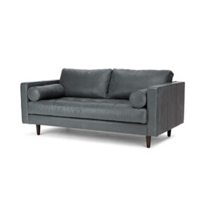 Oxford Gray Leather Love Seat