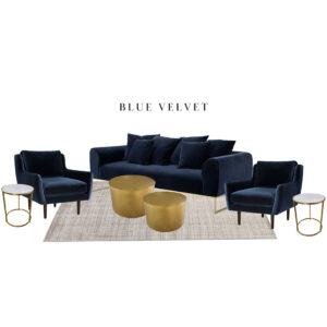 Blue Velvet Furniture Collection for rent in Salt Lake City Utah