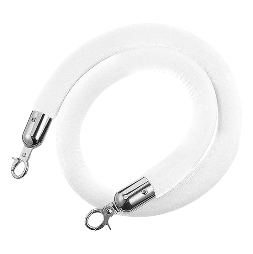 White Velour Rope (Silver Clasp) 5′