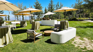 Beige Tilt Top Umbrella with Base