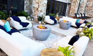 Navy Fringe Throw Blanket