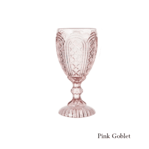 Light Pink carousel style dinner goblet for rent in Park City Utah